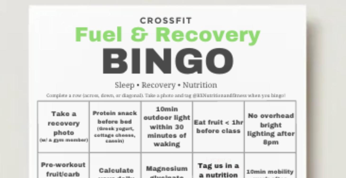 Fuel & Recovery Bingo Challenge