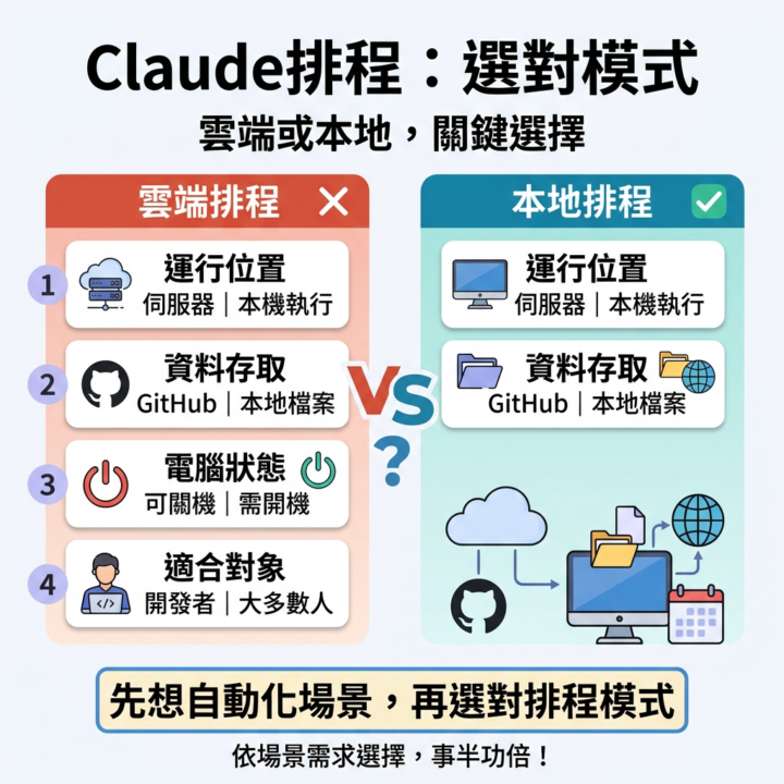 Claude Code 排程功能指南 — 你選對模式了嗎？