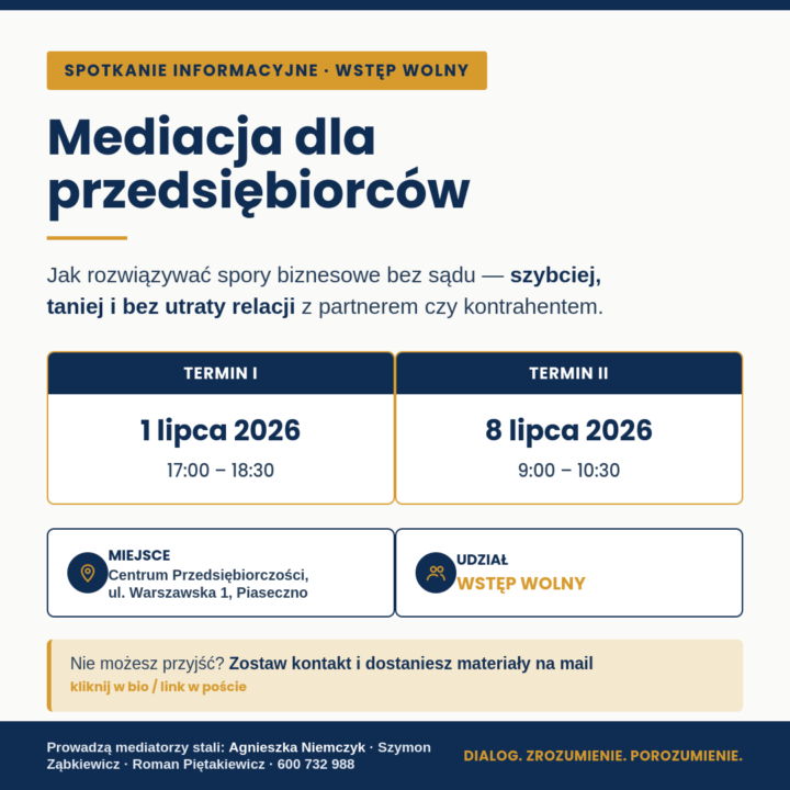 Piaseczno: informacyjne spotkanie o mediacji 