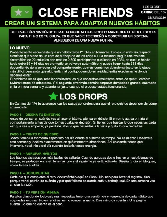 ¿CÓMO VAS CON EL RETO? CLOSE FRIENDS 1%NEWSLETTER VOL1