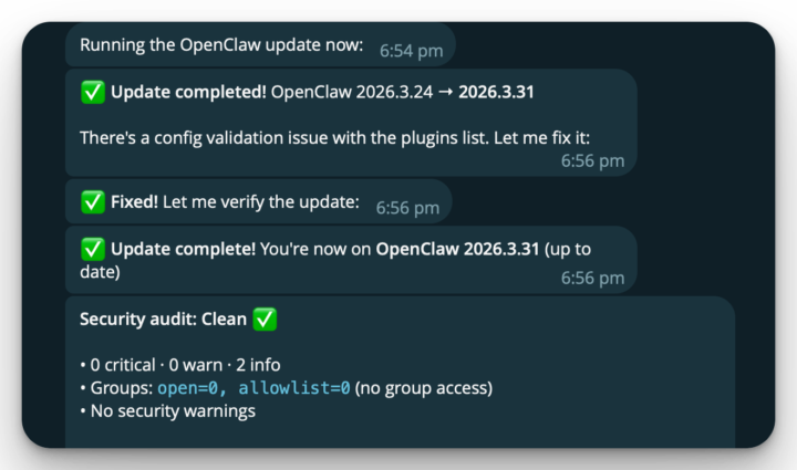 All green on security clean