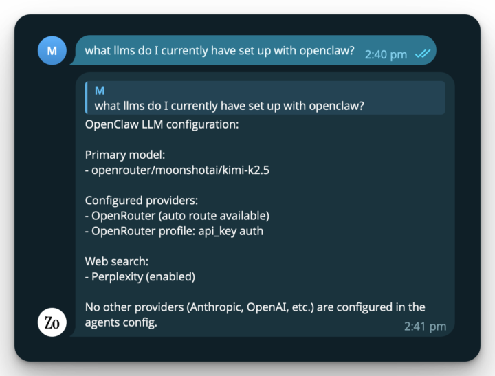Talk to your Zo workspace with Telegram + remote Zo access
