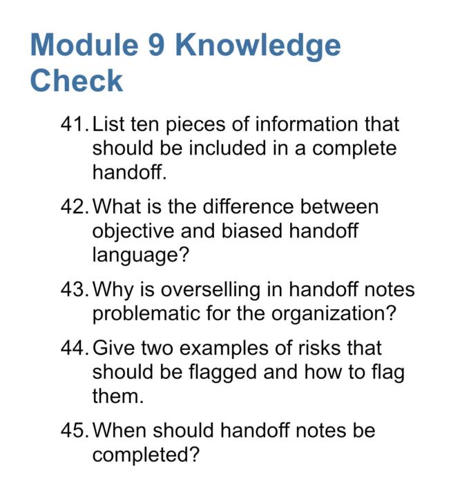 MODULE 9 KNOWLEDGE CHECK! 