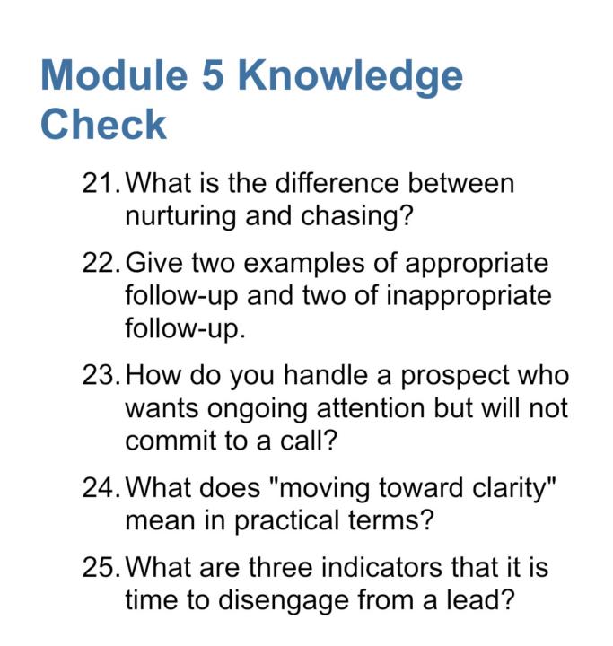 MODULE 5 KNOWLEDGE CHECK