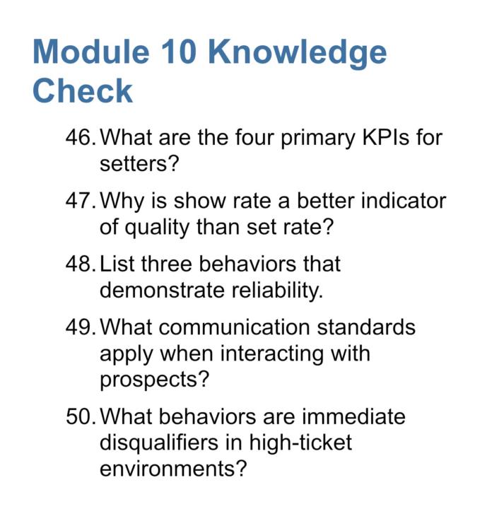 MODULE 10 KNOWLEDGE CHECK! 