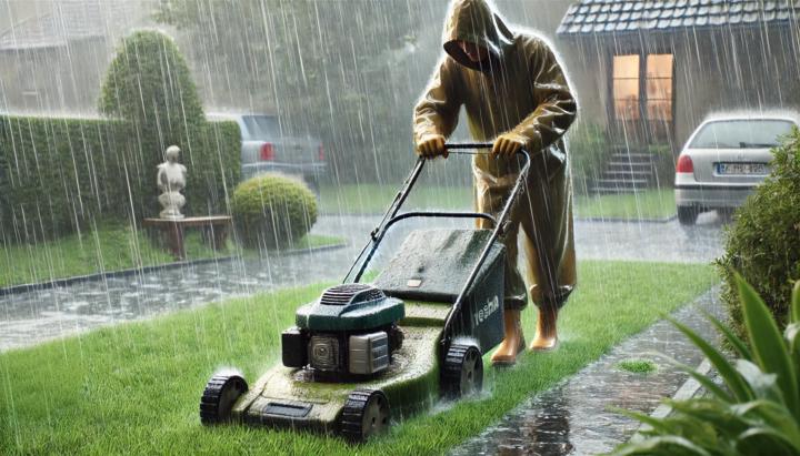 🌧️ Mowing Lawns on Wet Days – Tips for Keeping It Clean & Professional! 🌱🚜