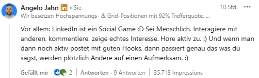 Impressions bei Kommentaren
