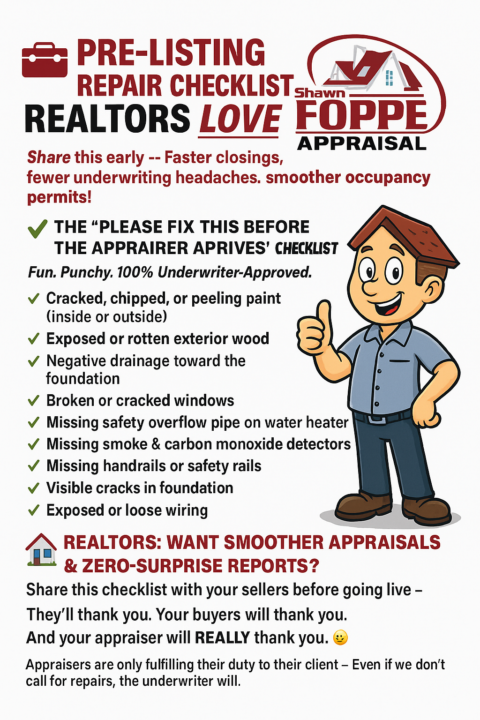 Checklist after checklist: appraisers are known for them. 