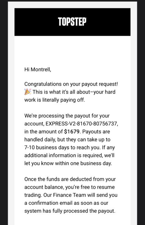 $1679 payout request