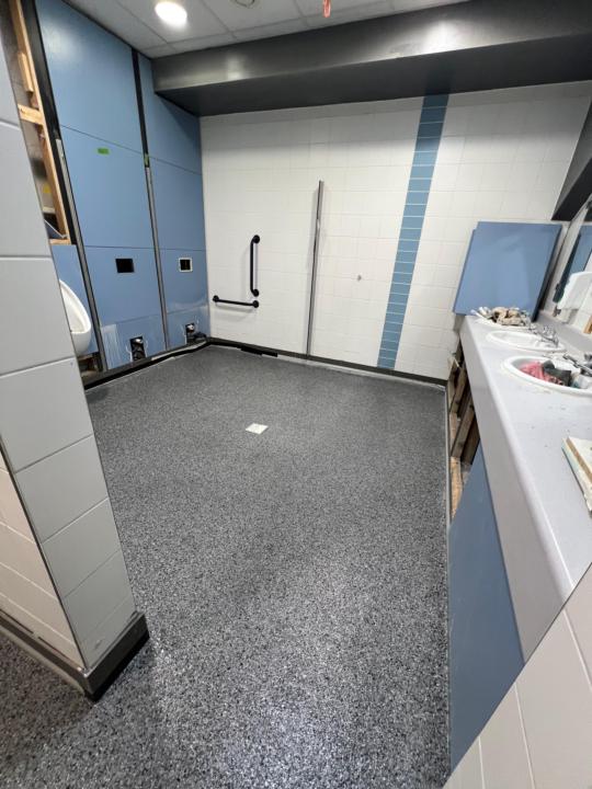 Epoxy flake system drains 
