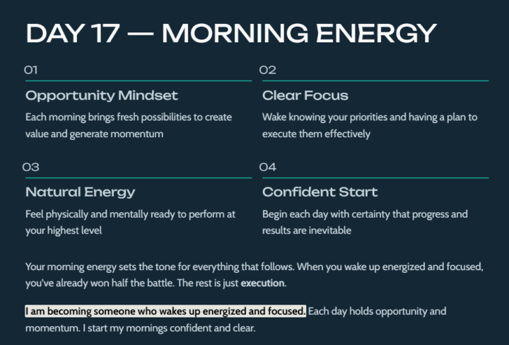 DAY 17 — MORNING ENERGY
