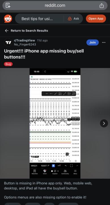 iPhone Users: TradingView Removed “Buy” and “Sell” Buttons from App
