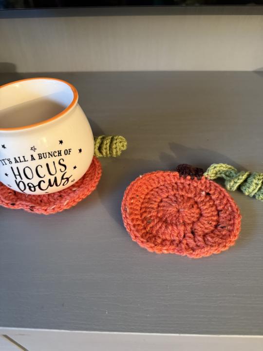 Crochet pumpkin coasters 