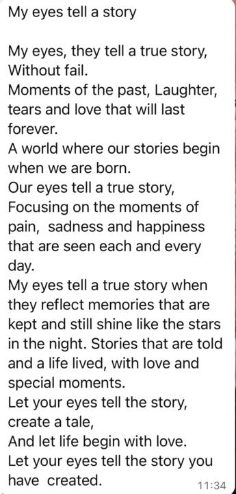  A poem called My Eyes Tell a story 