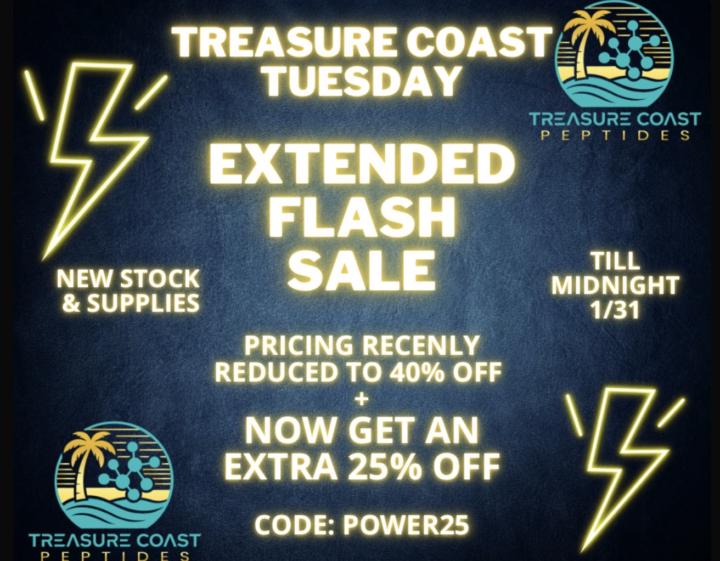 Up to 65% off TreasureCoastPeptides.com til end of month