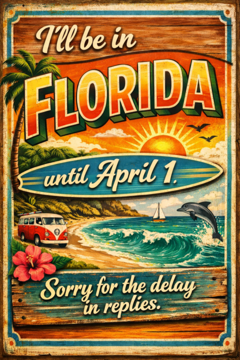 I’ll be away until April 1st