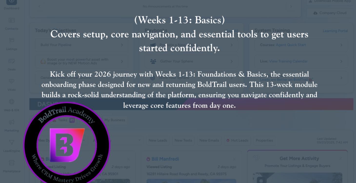 Weeks 1-13: Basics: setup, navigation & essentials