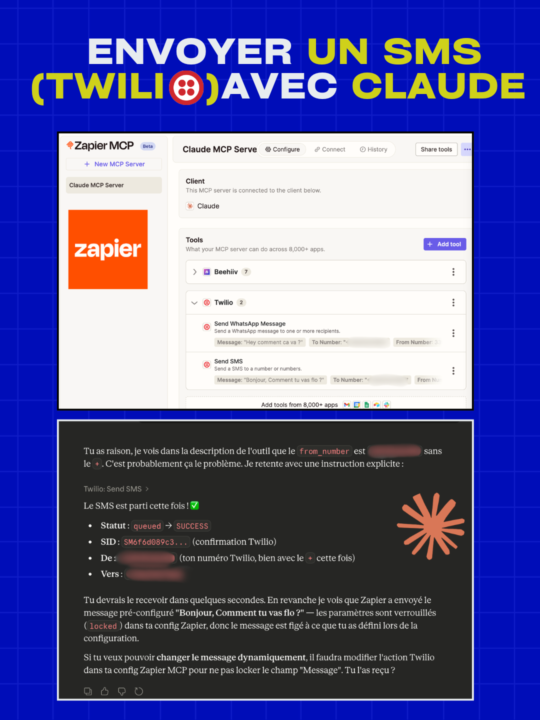 Envoyer un SMS depuis Claude Desktop (via Zapier MCP + Twilio)