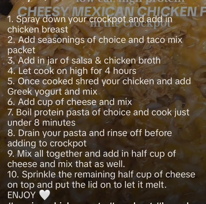 Cheesy Mexican Chicken  Pasta. 