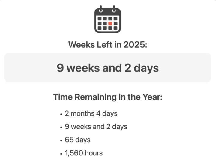 9 weeks left in 2025