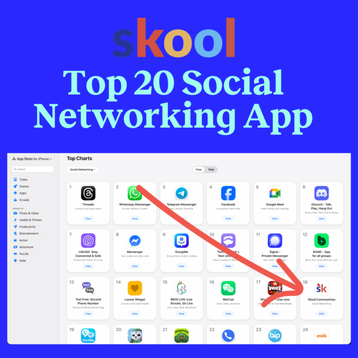 Skool is now a Top 20 Social Networking App🔥