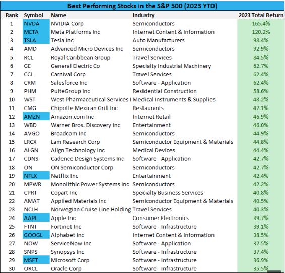 S&P 500 Best stocks YTD 2023 · Invest & Retire Community