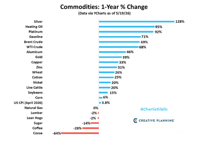 Commodities - 1 year change