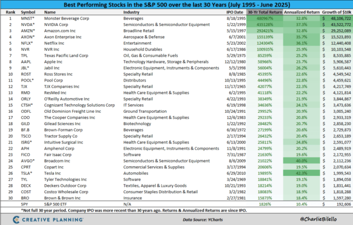 Top stocks last 30 years S&P500