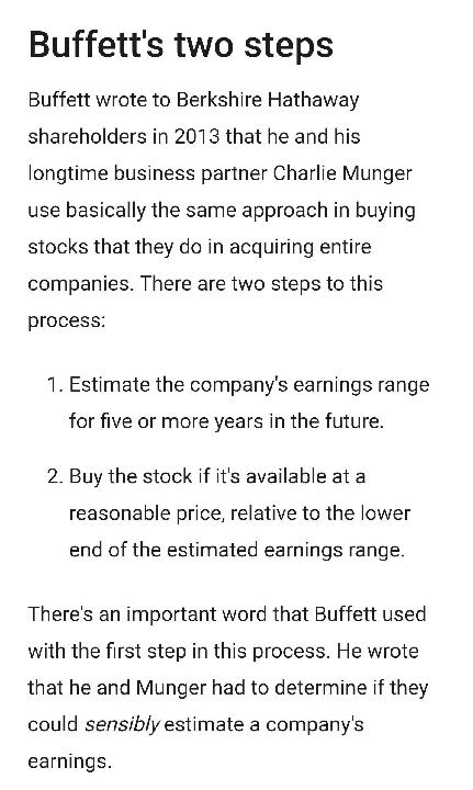 Buffett’s 2 step to value investing