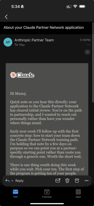 Biggest Win :🏆 We Just Got Accepted Into the Claude Partner Network 