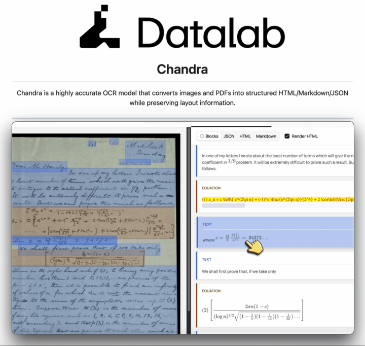 Datalab's Chandra -> open-source ❤️ OCR model!