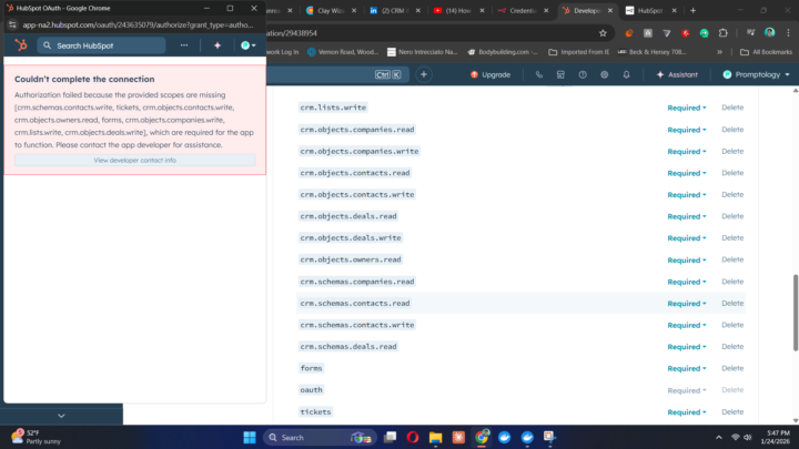 Hubspot Oauth2 Issue