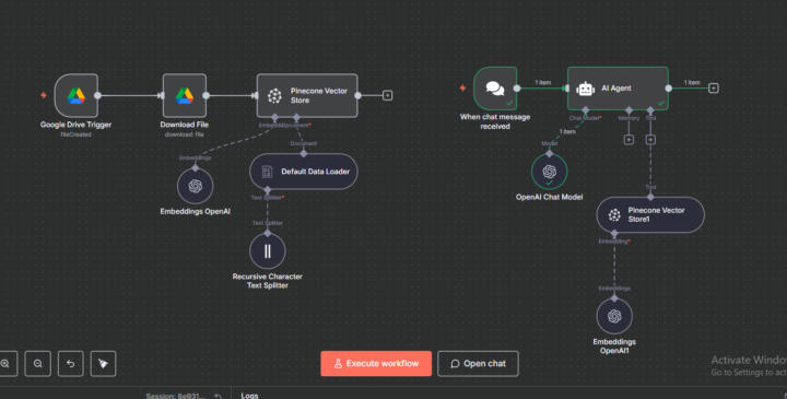 I Built a RAG Pipeline and Chat agent using N8n