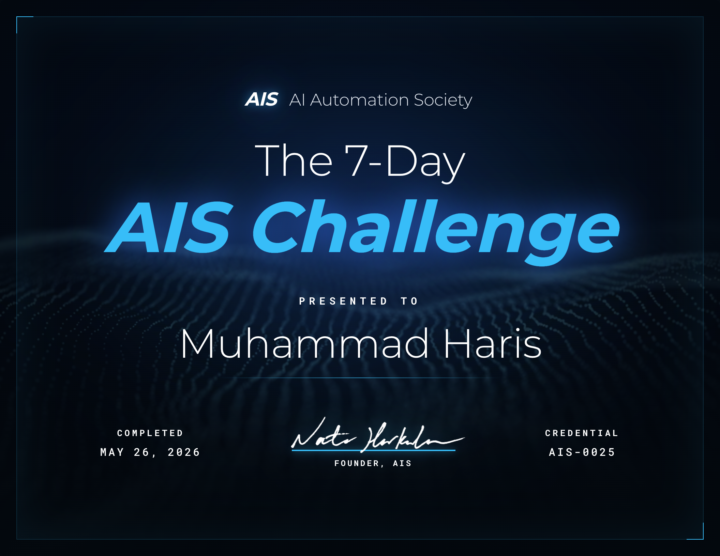 Finally got my 7 Days AIS Challenge Certificate