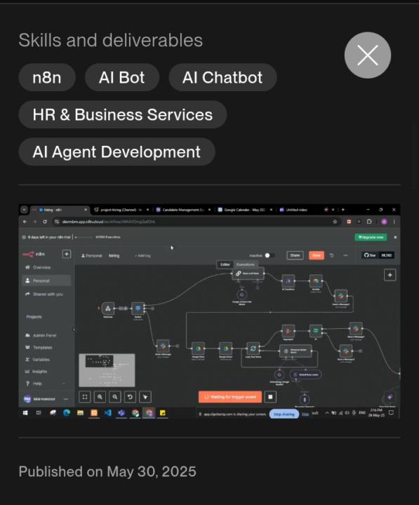 AI-powered hiring automation on Upwork