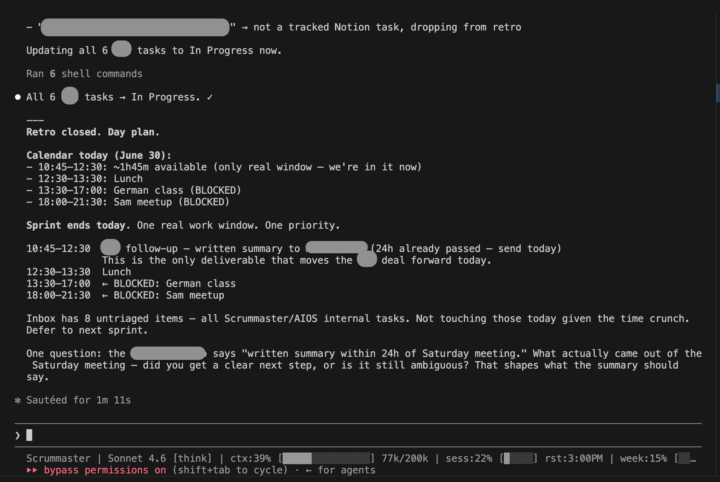 My AI Scrum Master is officially better at managing my day than I am. 🤖🔥