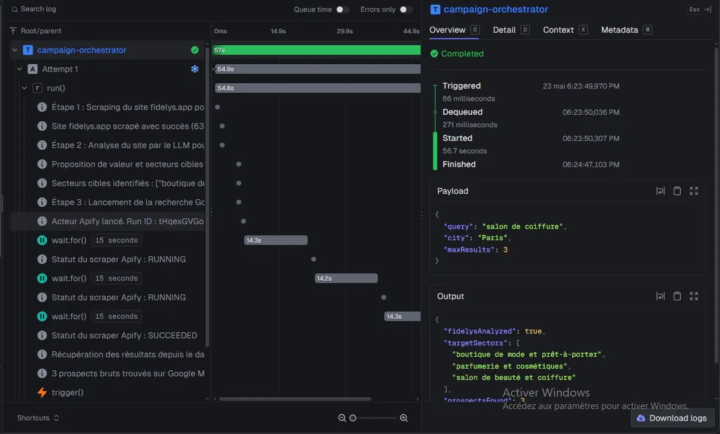 🔵 Day 4 - Automated prospect research triggered from Telegram