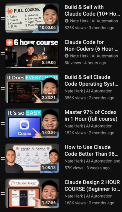 "How to" Nate's long videos and courses