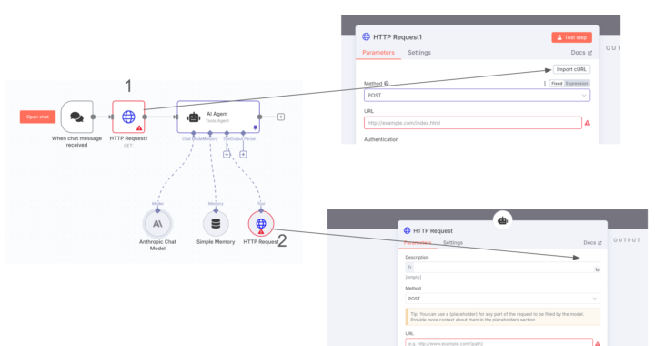 cURL Button Missing in HTTP Request Tool (inside AI Agent) 