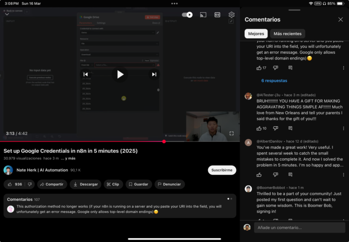 self hosted n8n google oauth2 problems