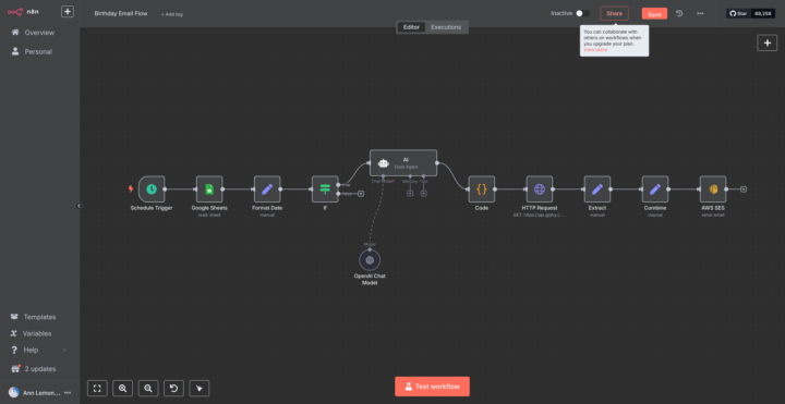 Automated Birthday Emails Workflow