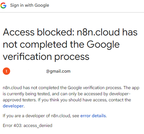 Access blocked : n8n and drive