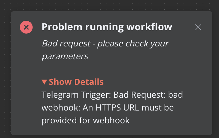 Problem with telegram bot trigger 