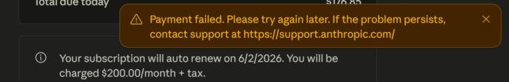 Payment failed