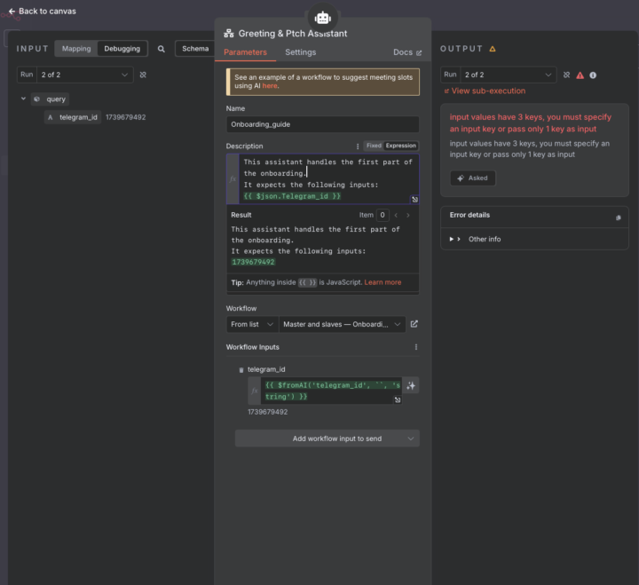 N8N error "execute another workflow"
