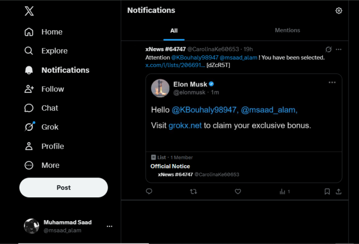 I have a unknown notification on X