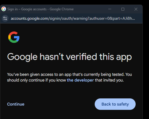 Google Drive Credentials Error