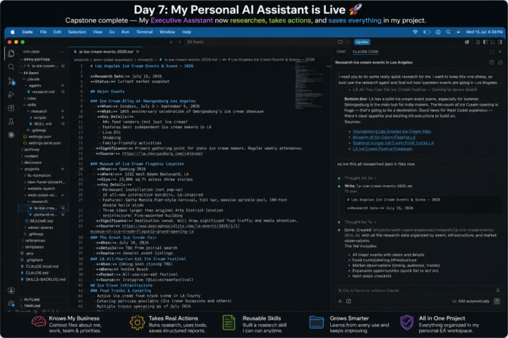 Day 7 — Built my first AI Research Agent inside my Executive Assistant 🚀