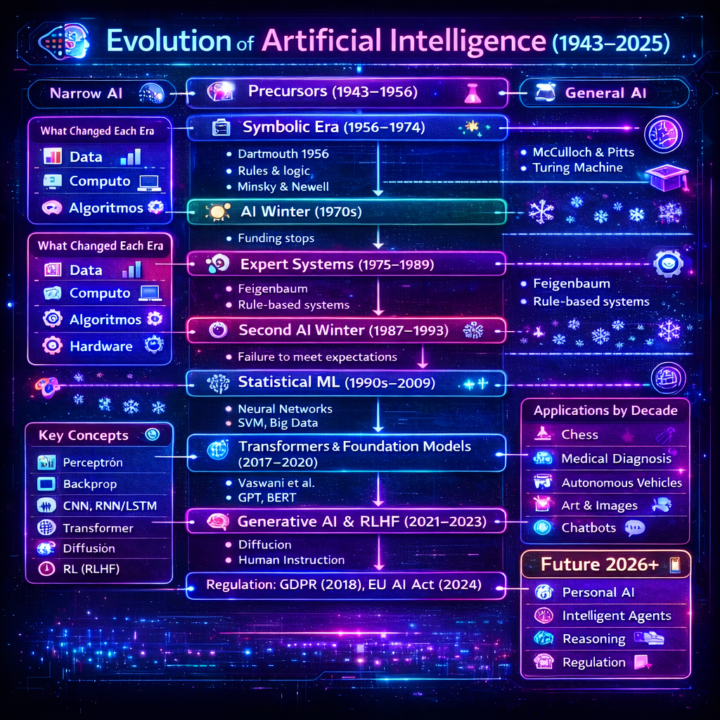 🧠 The Evolution of AI (1943–2025): from rules to agents… and what’s next 🚀🤖