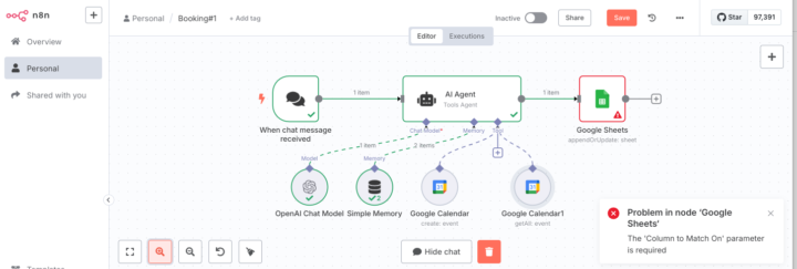 Google Sheet Issues in N8N